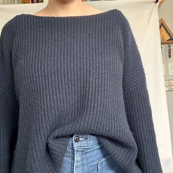 Nili Lotan Medium Cotton/Cashmere/Silk Navy blue sweater - Picture 9 of 16